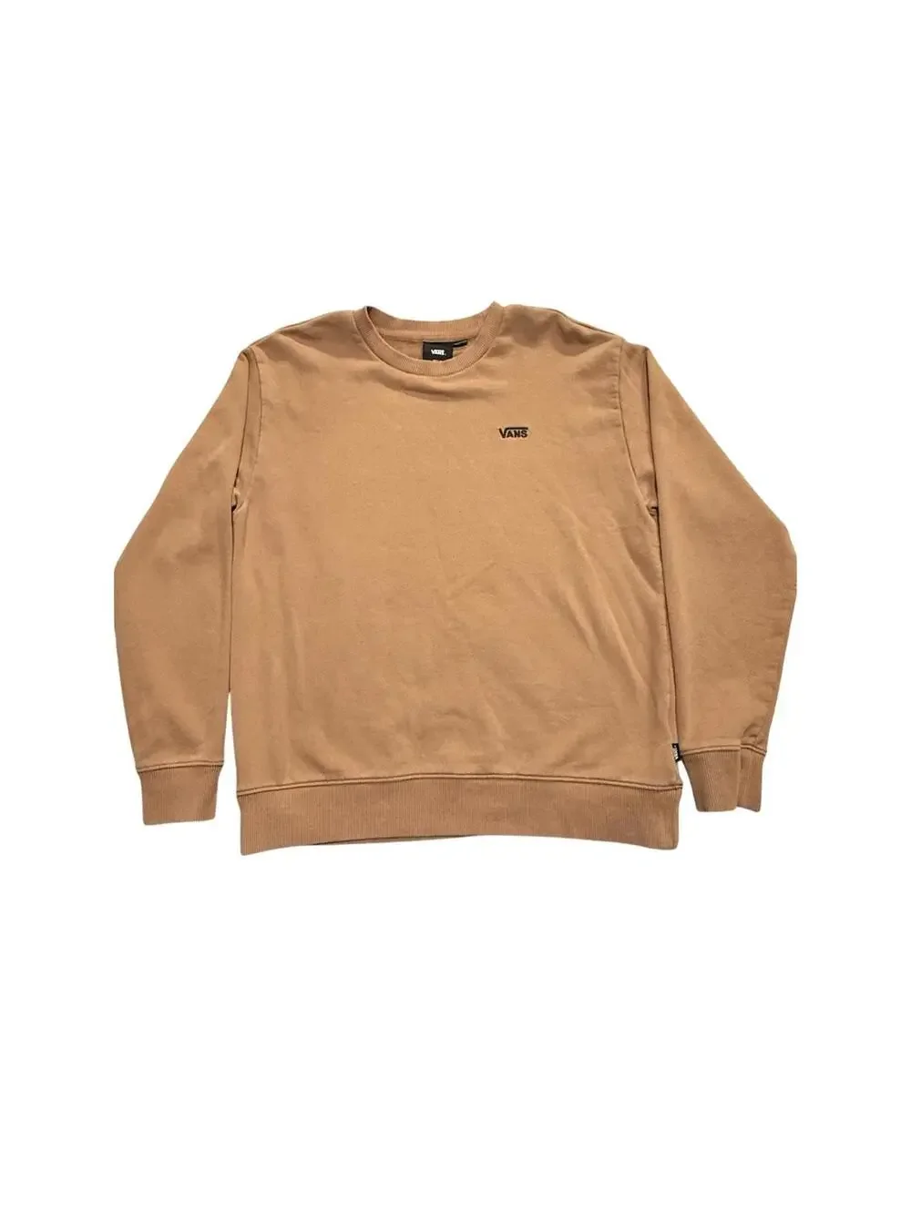 VANS Crewneck Sweatshirt Men’s Medium Tan Brown Classic Logo Skate Pullover M - Picture 1 of 3